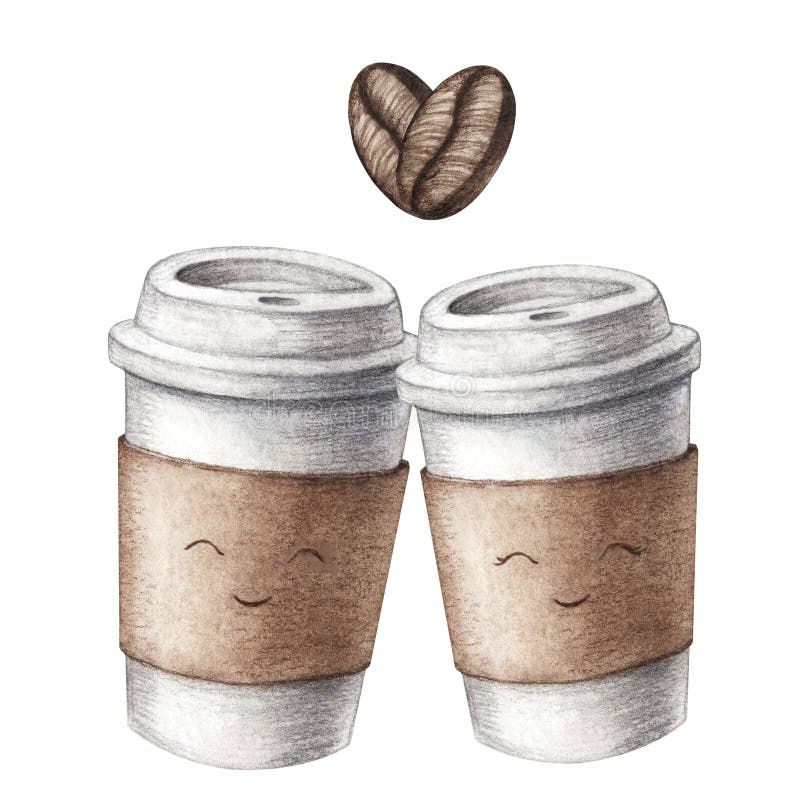 Cute Coffee Cup Love Heart Hand Drawn Illustration | Greeting Card