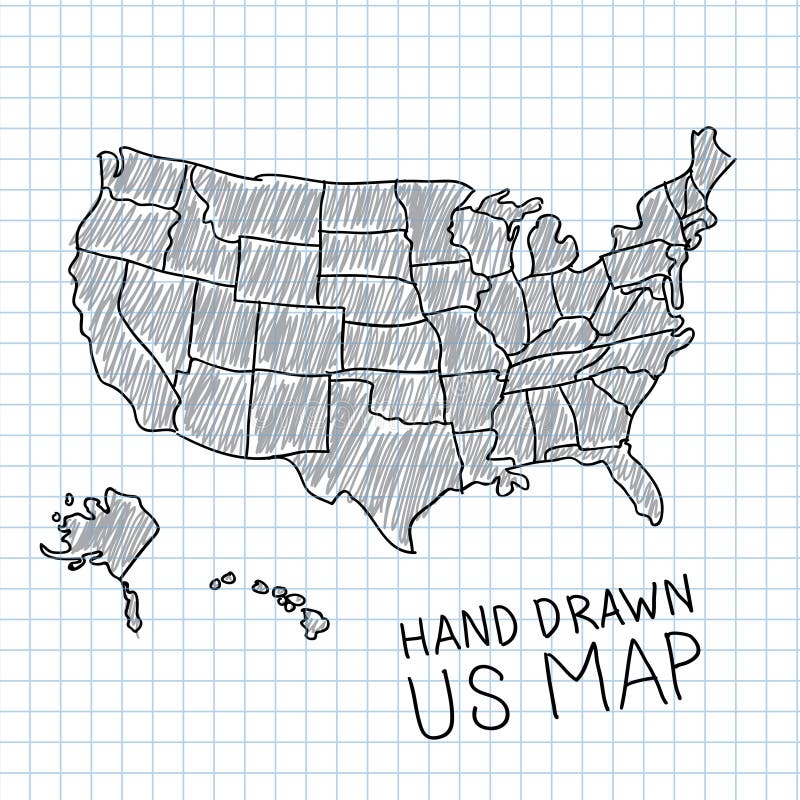 Hand drawn US map vector illustration Hand drawn US map vector illustration