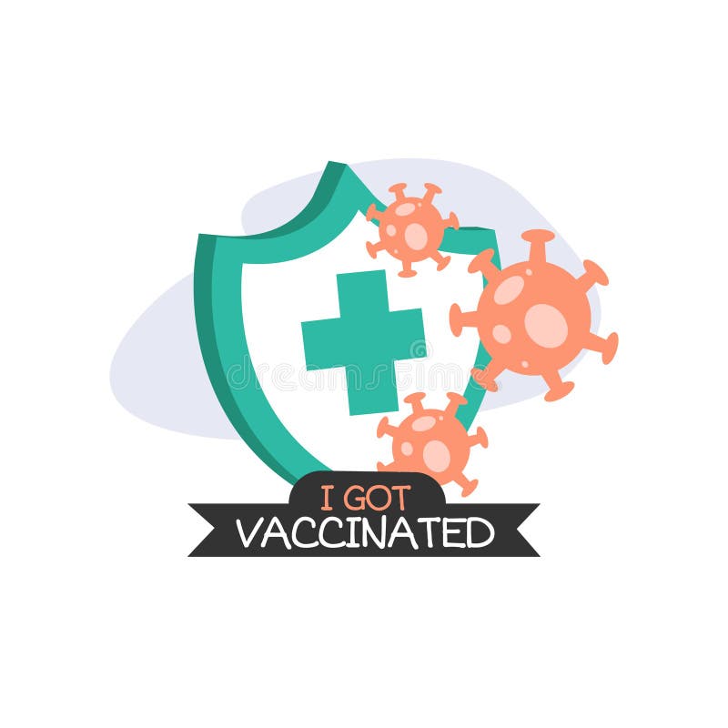 Hand drawn vaccination campaign badge design vector stock illustration