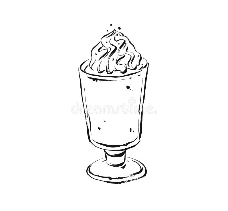 Hand drawn vector abstract artistic cooking ink sketch illustration drawing of coffee cocktail and whipped cream in royalty free illustration Hand drawn vector abstract artistic cooking ink sketch illustration drawing of coffee cocktail and whipped cream in royalty free illustration