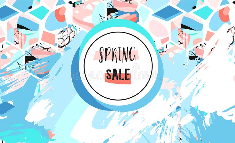 Hand drawn vector abstract textured artistic drawing Spring Sale header template with hexagon shapes and hand made stock illustration Hand drawn vector abstract textured artistic drawing Spring Sale header template with hexagon shapes and hand made stock illustration