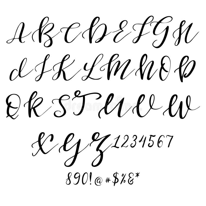 Hand Drawn Vector Alphabet. Calligraphy Letters for Your Design Stock