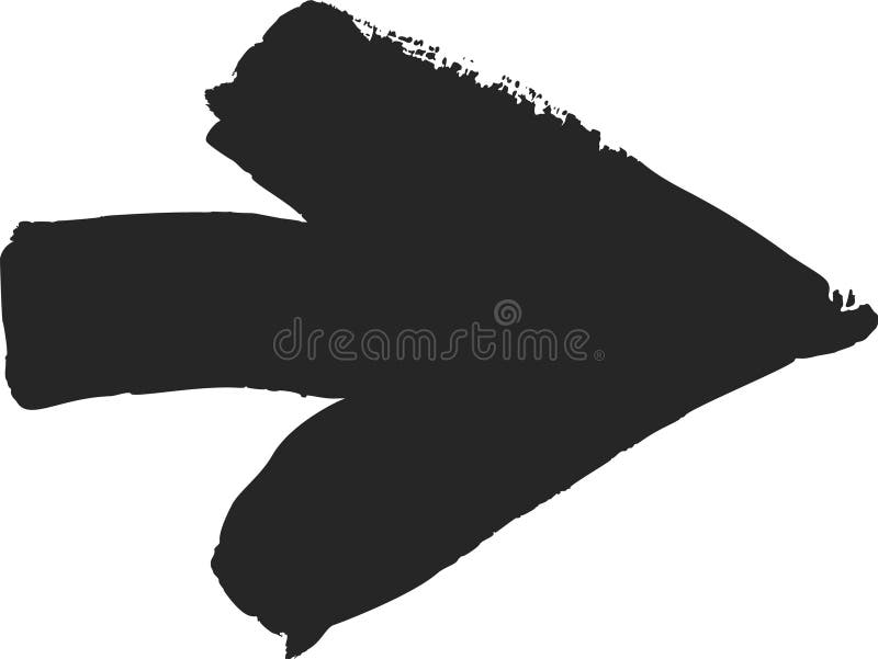 Hand drawn vector arrow pointing right created with brushstrokes, ideal for indicating direction, highlighting elements, or adding royalty free illustration