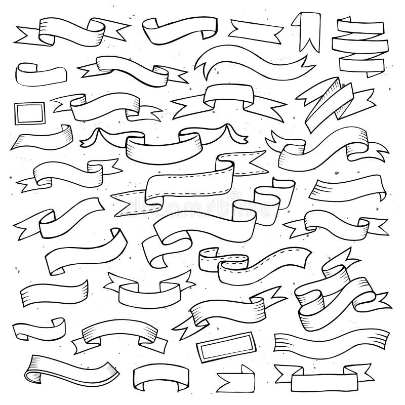 Hand Drawn Vector Cartoon Hand Drawn Ribbon Stock Vector Illustration