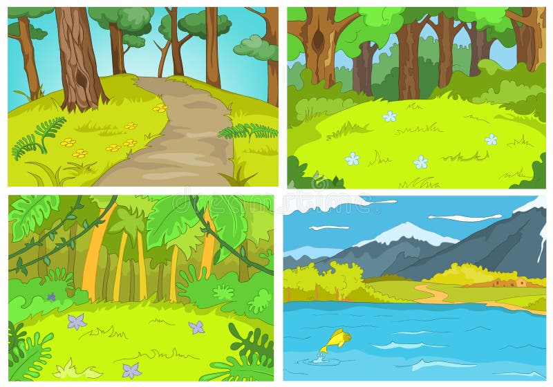 Vector cartoon set of summer backgrounds. royalty free illustration Vector cartoon set of summer backgrounds. royalty free illustration