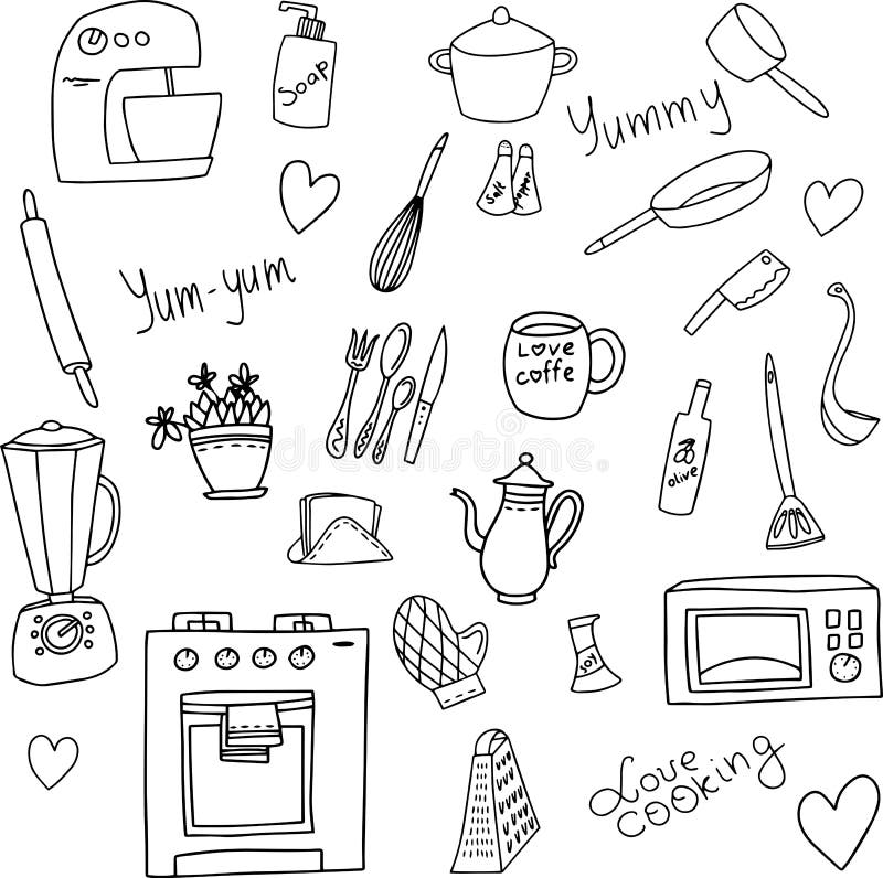 Hand Drawn Vector Doodle Illustration of Art Supplies. Stock