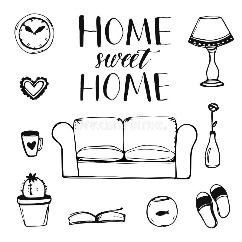 Doodle household items Royalty Free Vector Image