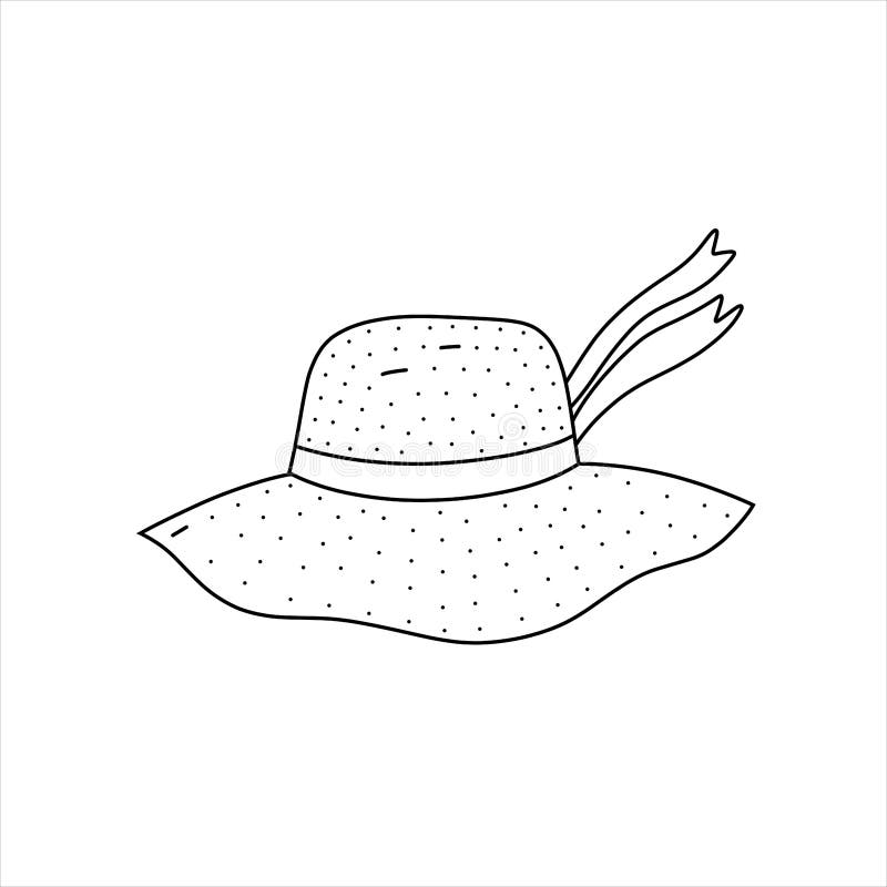 Hand Drawn Vector Illustration of Beach Hat. Cute Illustration of a Sun