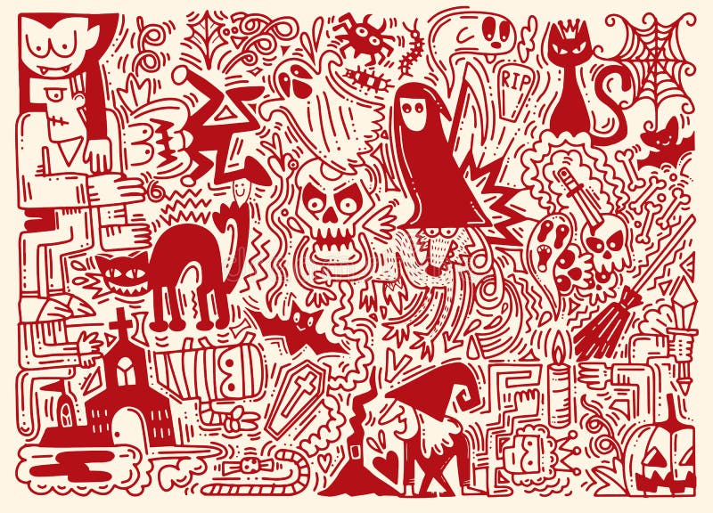 Hand Drawn Vector Illustration of Doodle Halloween background vector illustration