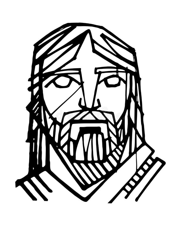 Jesus Christ Face Ink Illustration Stock Vector - Illustration of ...