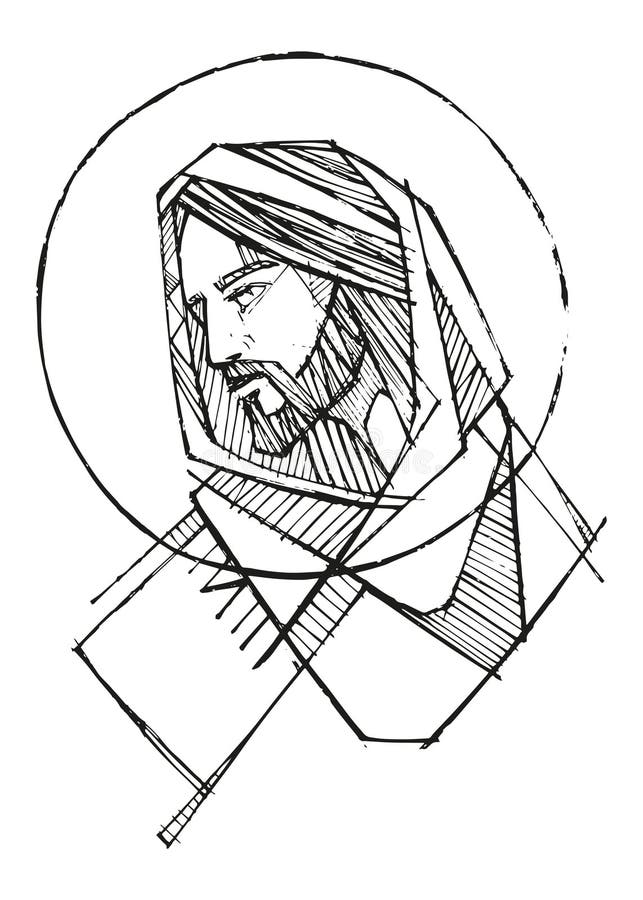 Hand Drawn Illustration of Jesus Stock Vector - Illustration of hand ...