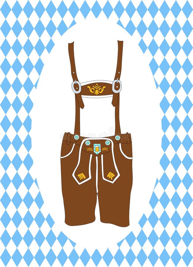 Hand drawn vector illustration of oktoberfest lederhosen with blue diamonds royalty free illustration Hand drawn vector illustration of oktoberfest lederhosen with blue diamonds royalty free illustration