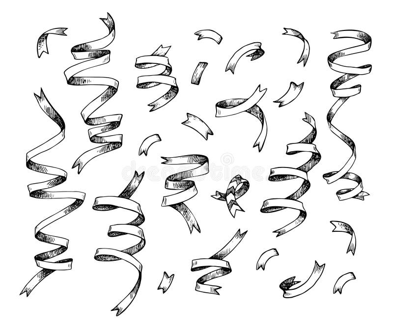 Handdrawn Vector Illustration Set of Confetti. Design Element Stock