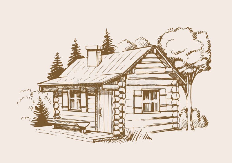 Vector wooden house stock vector. Illustration of outdoor - 116414315