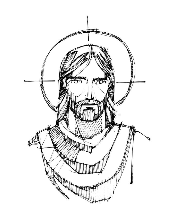 Jesus Christ Good Shepherd stock vector. Illustration of drawing - 70107520