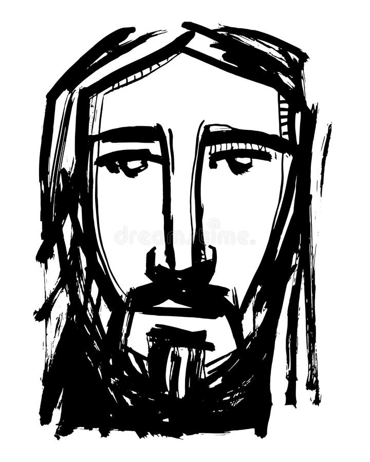 Jesus Christ Face Ink Hand Drawn Illustration Stock Vector ...