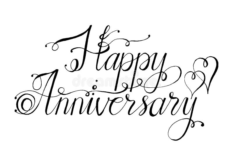 Hand Drawn Vector Lettering Words Happy Anniversary By Hand