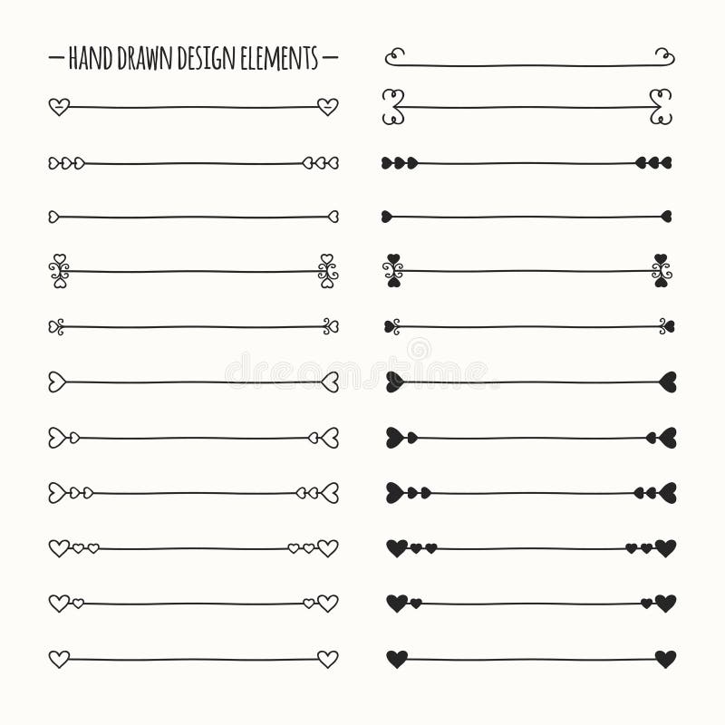 Download Hand Drawn Vector Line Border Set And Scribble Stock ...