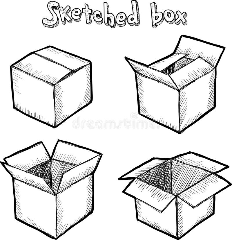 Hand-drawn vector open box
