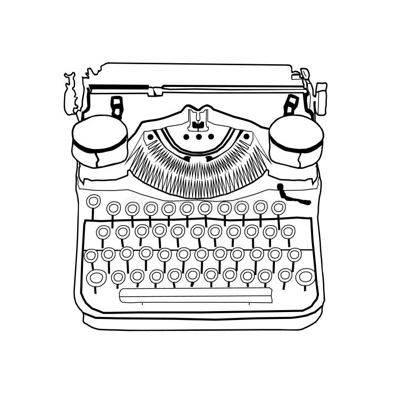 Old mechanical typewriter in vintage style Hand drawn sketch isolated on  white background Writer tools Nice for posters retro prints design  covers notebooks advertising banners cards shops Stock Vector  Adobe  Stock