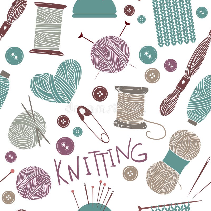 Needlework, Knitting, Wool, Crochet Stock Vector - Illustration of ...