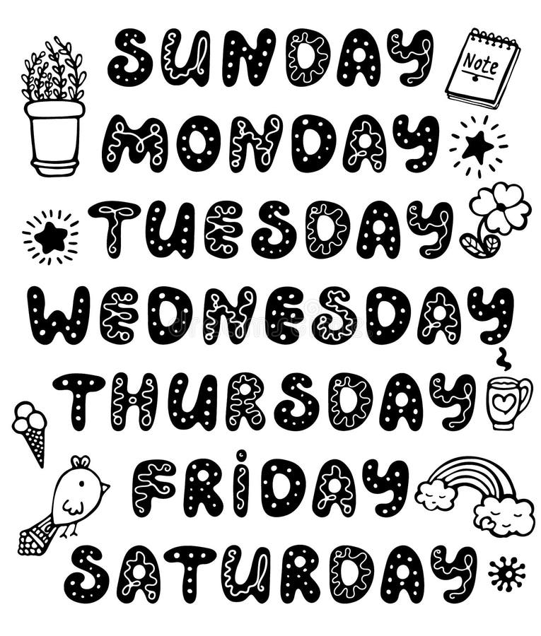 Days of the Week Stickers, Weekdays