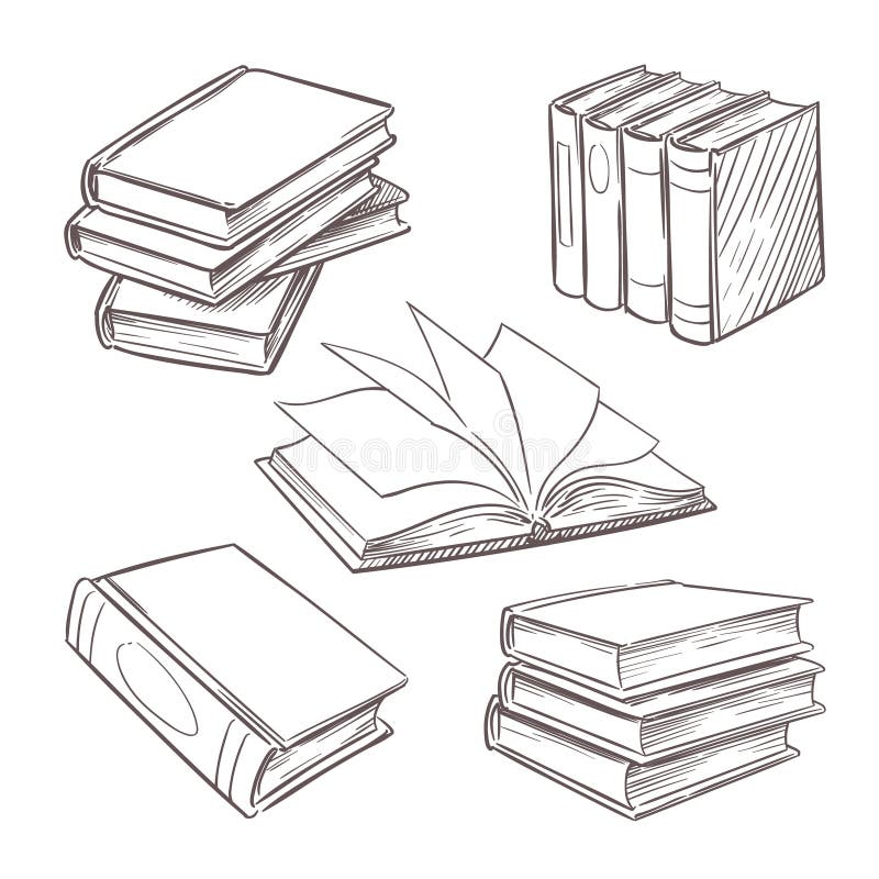 Books hand draw sketch Royalty Free Vector Image