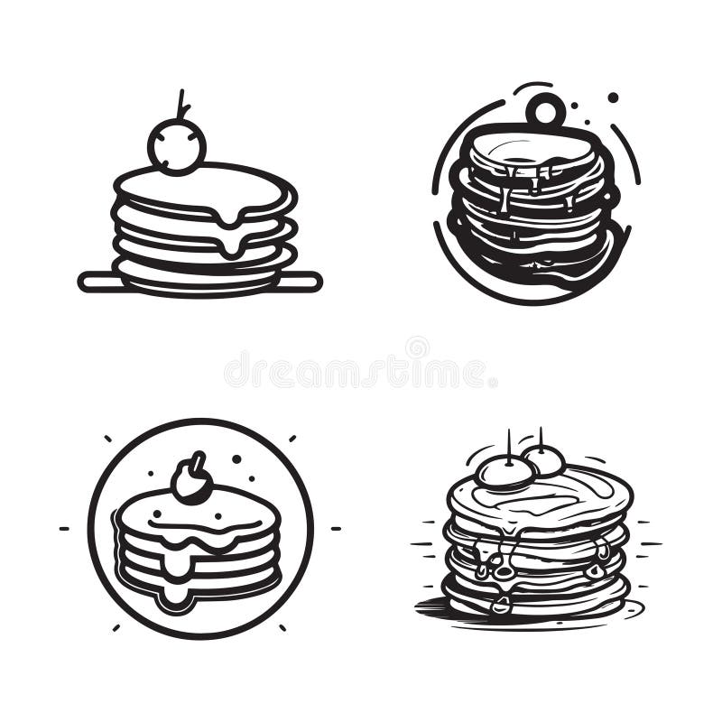 Hand Drawn vintage pancake in flat line art style vector illustration