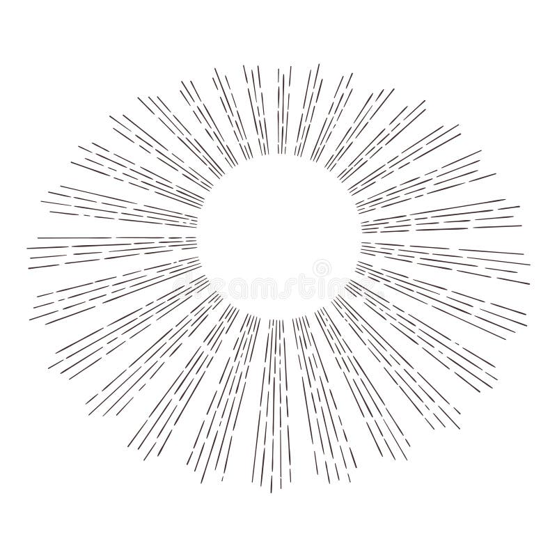 Hand Drawn Vintage Sunburst Sun Burst Lines Vector Stock Vector