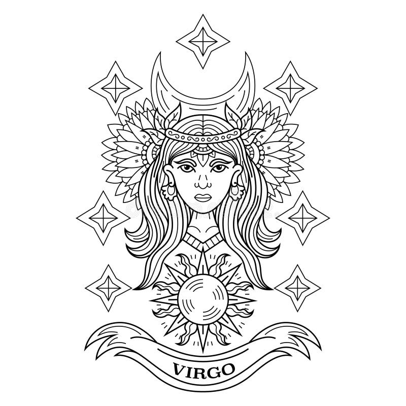 Hand Drawn of Virgo in Zentangle Style Stock Vector - Illustration of ...