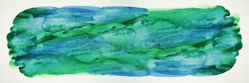 Hand drawn watercolor background. Blue green abstract art background.