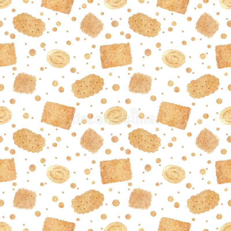 Hand drawn watercolor biscuits with confetti seamless pattern isolated on white background. Can be used for textile, fabric stock illustration