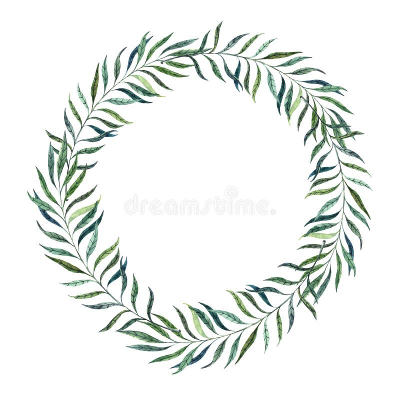 Hand drawn watercolor illustration. Vintage decorative laurel wreath. Tribal design elements. Perfect for invitations, greeting c