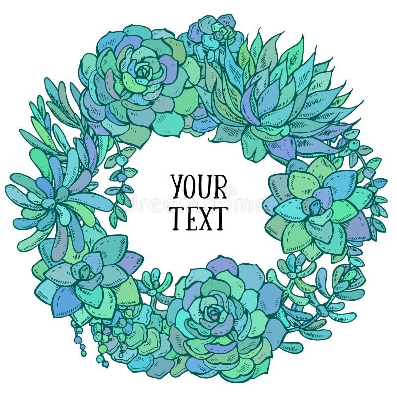 Download Hand Drawn Watercolor Succulent Wreath. Stock Vector ...