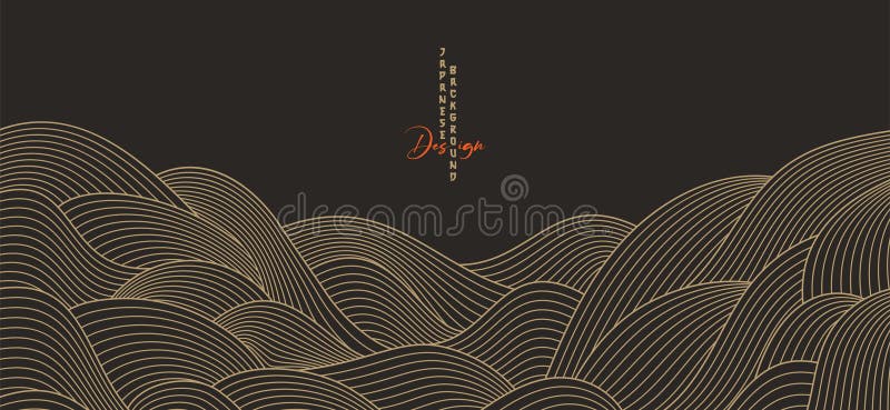 Hand drawn wave lines in traditional oriental Japanese style vector. Abstract seamless pattern with gold and black waves and lines vector background. Vector abstract seamless pattern vectors