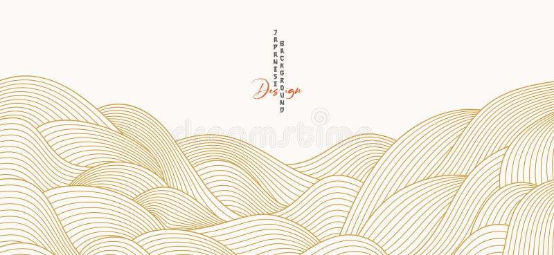 Hand drawn wave lines in traditional oriental Japanese style vector. Abstract seamless pattern with gold and beige waves and lines vector background. Vector abstract seamless pattern vectors