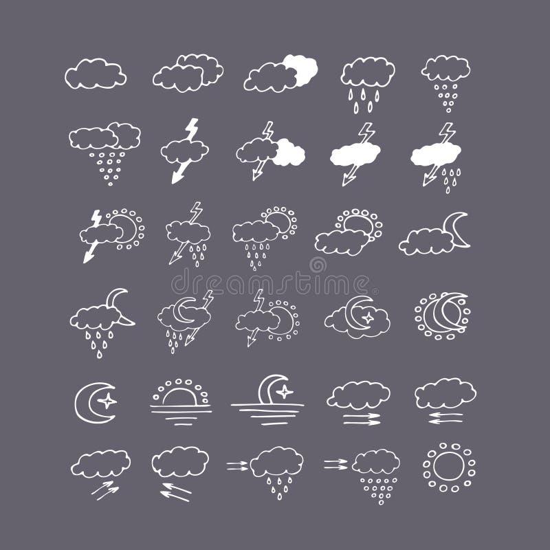 Hand drawn weather icon doodle set stock illustration Hand drawn weather icon doodle set stock illustration