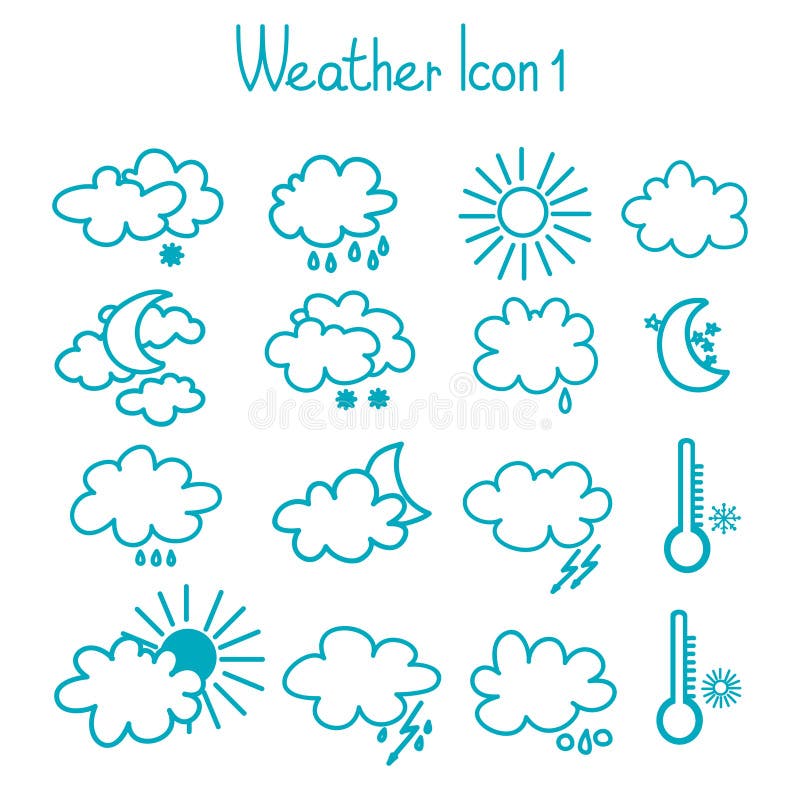 Weather Icons Set Vector. Stock Vector Illustration of clear