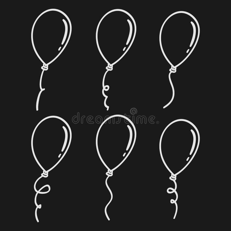 Hand Drawn White Balloon Doodle Stock Vector Illustration of festival, carnival 254687035