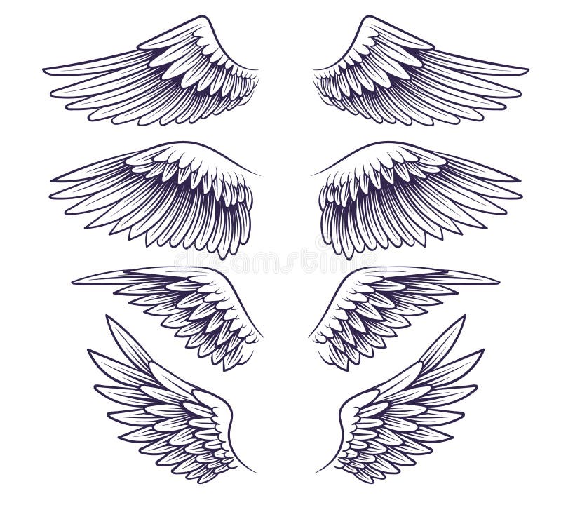 Premium Vector | Vector set angel wings tattoo designs