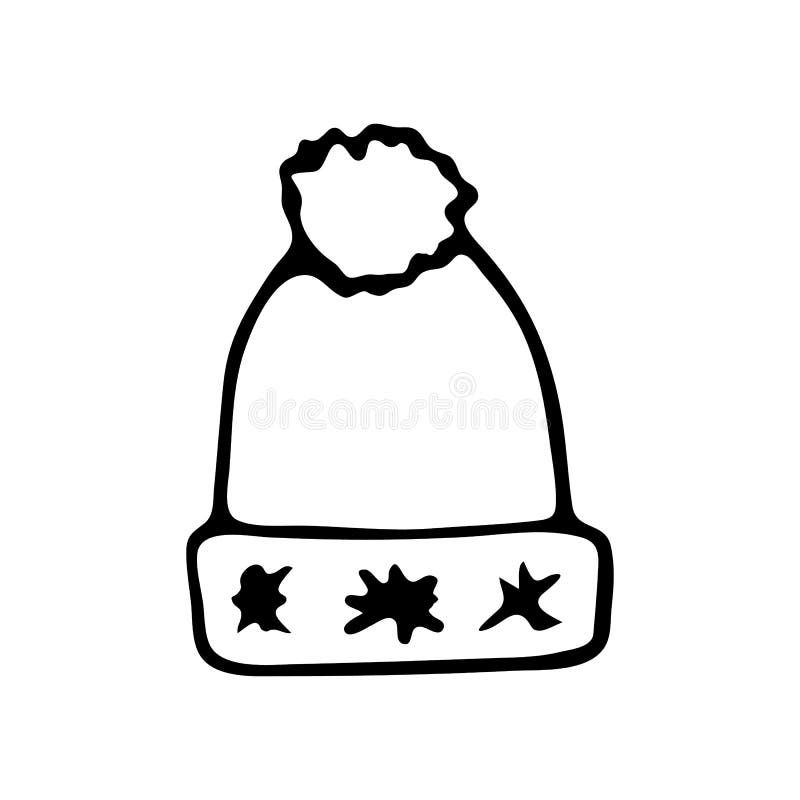 winter hat black and white clipart