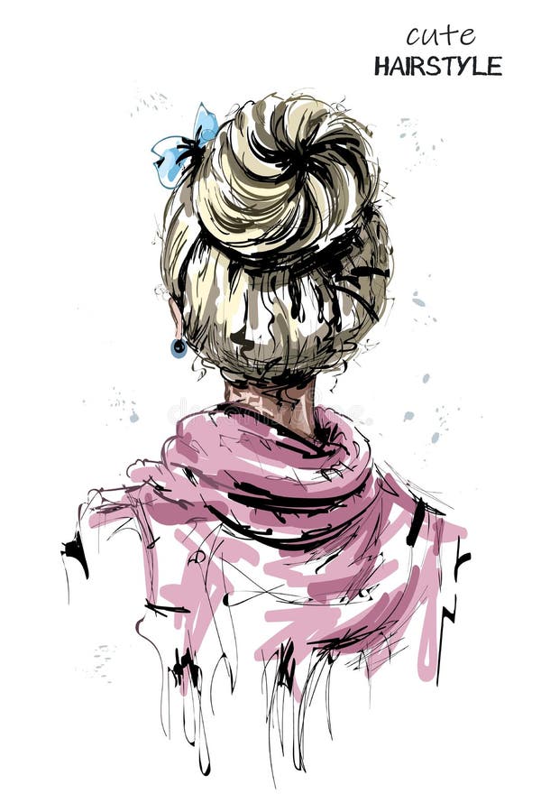 Hand Drawn Woman Back with Blonde Hair. Cute Hairstyle with Bow. Fashion Woman Hairstyle. Sketch Stock Vector - Illustration of style, beauty: 136091448 Hand Drawn Woman Back with Blonde Hair. Cute Hairstyle with Bow. Fashion Woman Hairstyle. Sketch Stock Vector - Illustration of style, beauty: 136091448