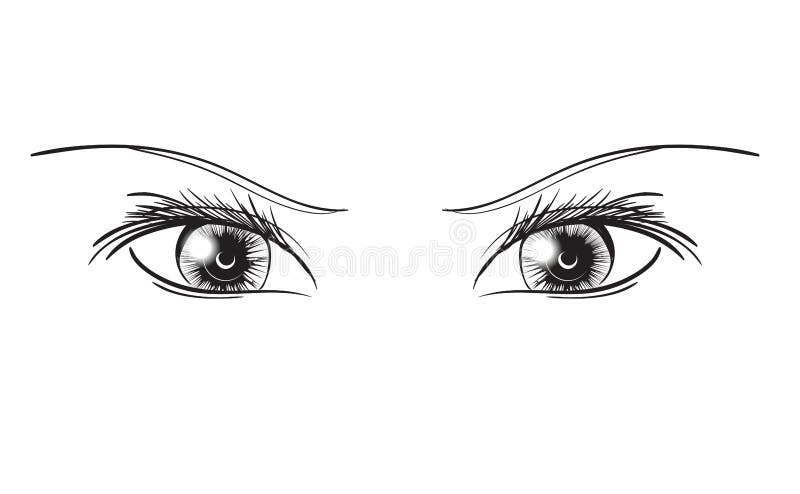 Hand-drawn woman`s luxurious eye