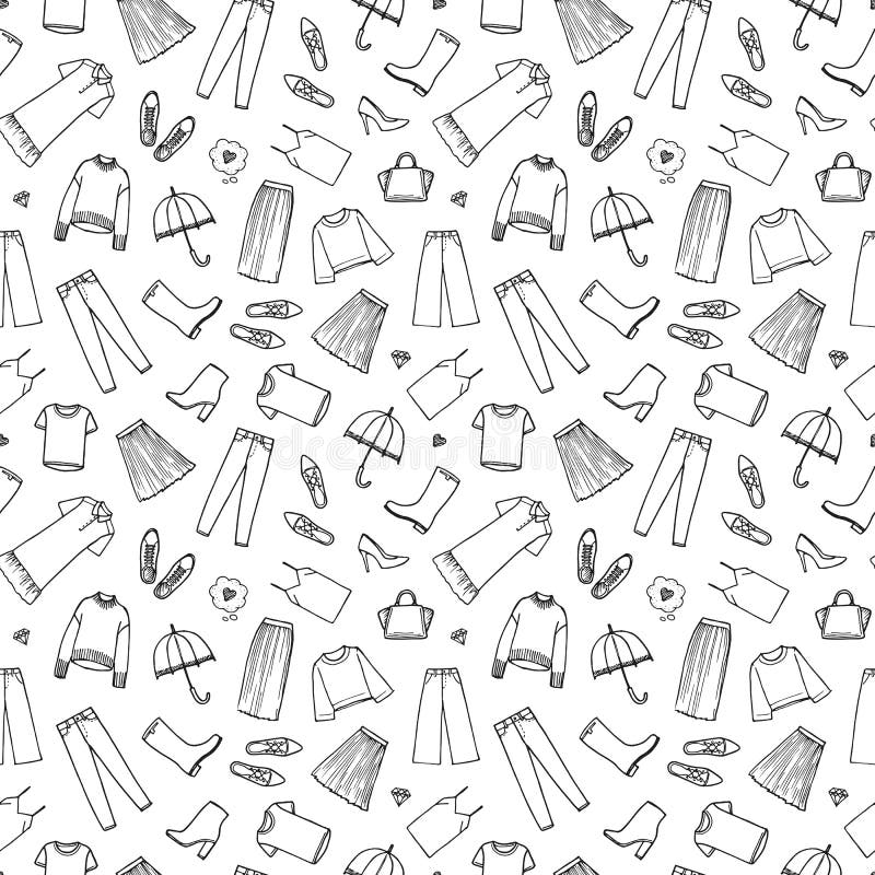 Hand drawn women`s clothing stock illustration Hand drawn women`s clothing stock illustration