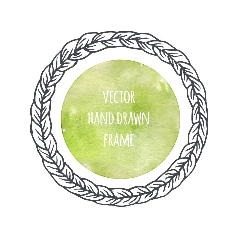 Hand drawn wreath set made in vector. Leaves garlands. Romantic floral design elements with watercolor background. stock illustration Hand drawn wreath set made in vector. Leaves garlands. Romantic floral design elements with watercolor background. stock illustration