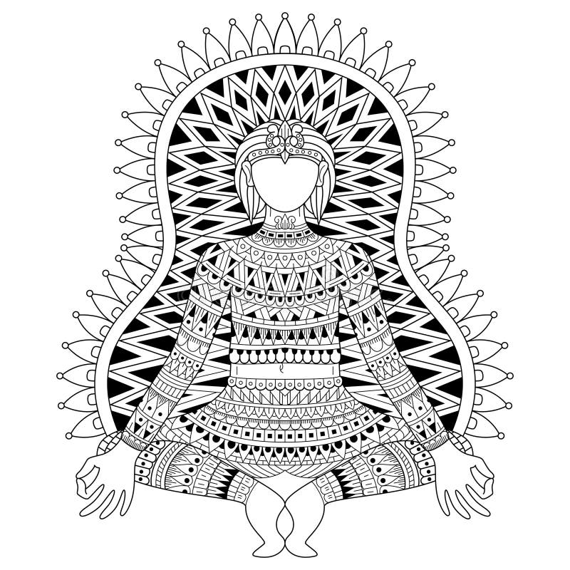 Hand Drawn of Yoga in Zentangle Style Stock Vector Illustration of