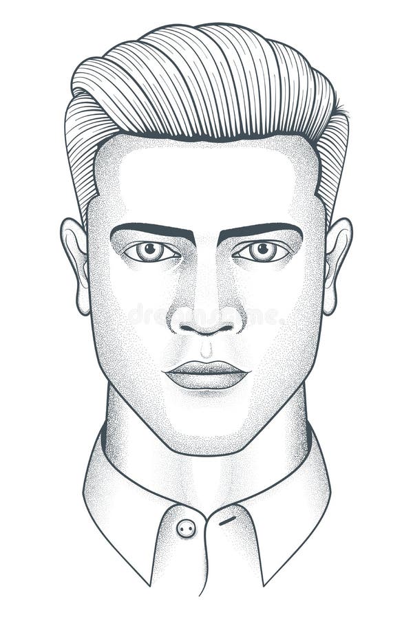 Hand Drawn Young Man Portrait 01 Stock Vector - Illustration of emblem