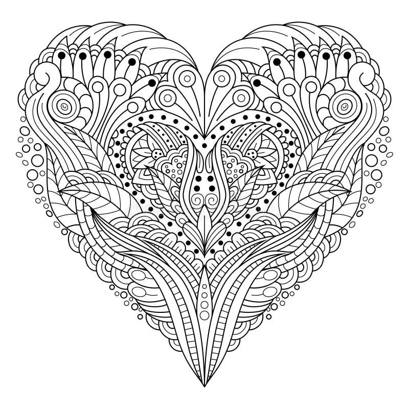 Hand drawn zentangle heart stock vector. Illustration of banner - 239671214