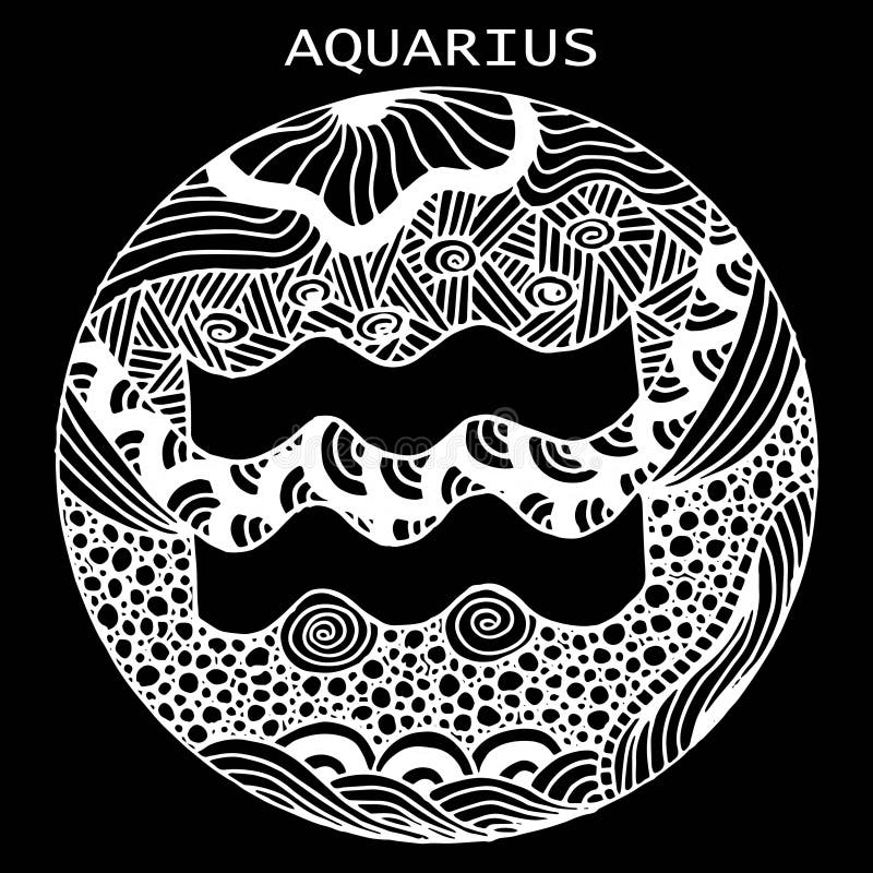 Hand Drawn. Zodiac Sign Aquarius. Vector Illustration Stock ...