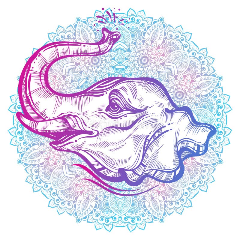 Hand-drawn όμορφο κεφάλι ελεφάντων με ινδικό Mandala, στρογγυλό σχέδιο διακοσμήσεων Hagh-Hagh-detailed διανυσματική απεικόνιση Αφ ελεύθερη απεικόνιση δικαιώματος Hand-drawn όμορφο κεφάλι ελεφάντων με ινδικό Mandala, στρογγυλό σχέδιο διακοσμήσεων Hagh-Hagh-detailed διανυσματική απεικόνιση Αφ ελεύθερη απεικόνιση δικαιώματος